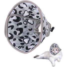 Zhenghebuy Cat Cone Collar Soft,Foldable Cat Recovery Collar,Adjustable Cat Cone Collar,Breathable Elizabethan Cone for Puppies,Small Dogs,Cats(Grey,S)