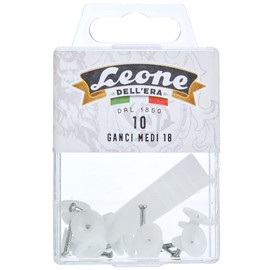 Leone Dell'Era 10 Medium Picture Hanging Hooks with Hardened Steel Nails - Hanging Box - Made in Italy - White