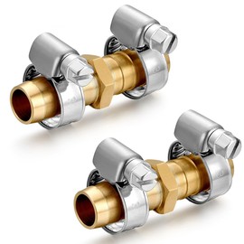 SIGURANTA Garden Hose Repair Connector with Clamps,Solid Brass Hose Repair Kit, 1/2" Barb Garden Hose Fittings (1/2"Barb -2 Set)