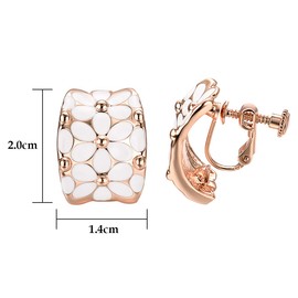Vissen Flower Earrings for women Non Pierced Gold Plated Clip On Earrings Vintage White Jewellery Gifts for Women