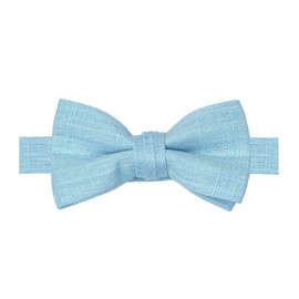 BELLUNO Light Sky Blue Bow Tie Pre-Tied for Teenagers and Youths, Cotton Linen Blended Bowties
