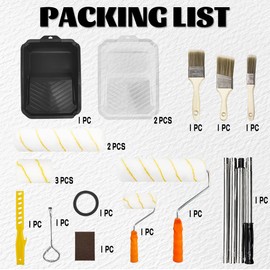 GSYUWIH Paint Roller Kit, 4"9" Paint Rollers for Painting Walls, House Painting Paint Supplies,Paint Tray with Liner, Angled Paint Brush,for Painting Tools, Indoor and Outdoor Decoration