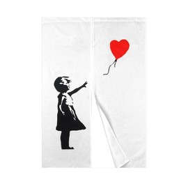 Stylish Split Curtain Room Divider, Light Blocking, European-Style, Long Curtain, Concealing Screen, Interesting, Soft, Decorative, Door Curtain, Entryway, Kitchen, Living Room, Restaurants, Entrances and Exits, Banksy, 33.5 x 47.2 inches (85 x 120 cm)