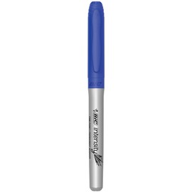 BIC Intensity Permanent Markers, Fine Point, Blue, Vibrant & Long-Lasting, 12-Count
