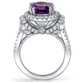 PEORA Amethyst Gallery Ring for Women 925 Sterling Silver, Genuine Gemstone, Large 2.25 Oval Shape 10x8mm, Size 5, Engagement, Promise, Statement Ring, February Birthstone Ring, w/Jewelry Box