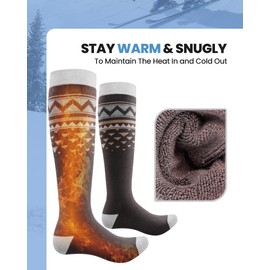 OutdoorMaster Unisex Ski Socks,Skiing and Snowboarding Socks for Men & Women with Over the Calf Design/Non-Slip Cuff