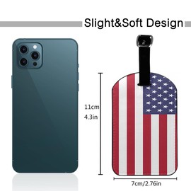Zoczos American Flag Travel Baggage Bag Tags Beautiful Sate Star Us Banner Red Stripes Luggage Tags Travel Suitcase Tags with Name ID Card for Luggage Suitcase Schoolbag Lunchbag, 1 Pack