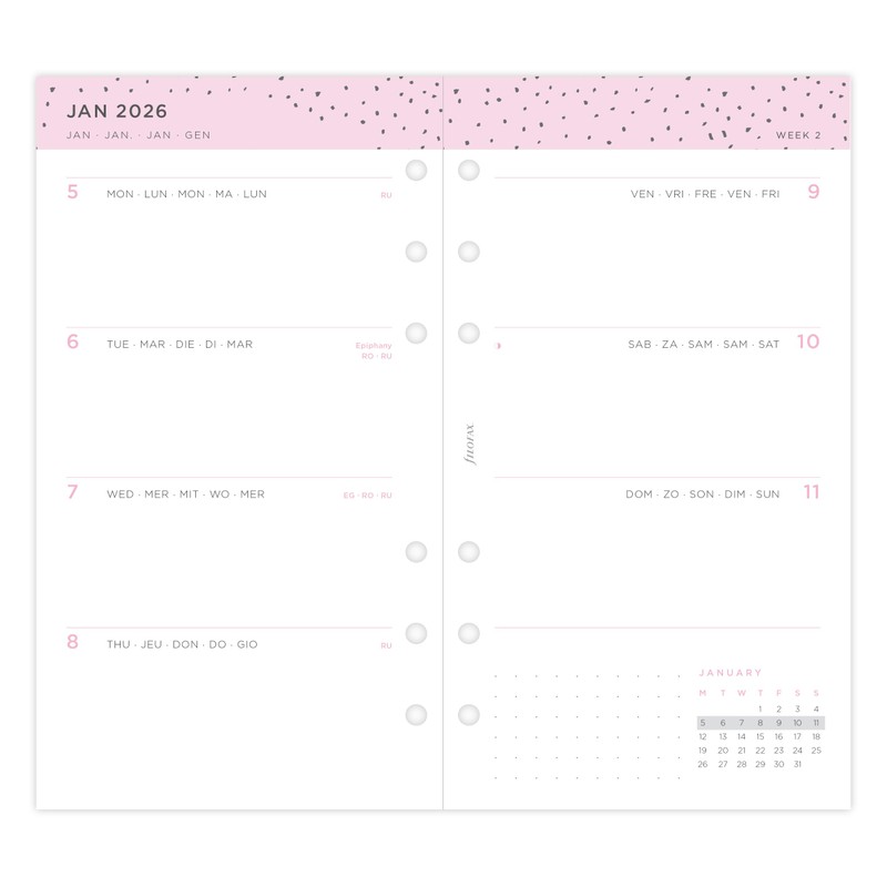 Filofax Personal Confetti week to view 5 language 2026 diary