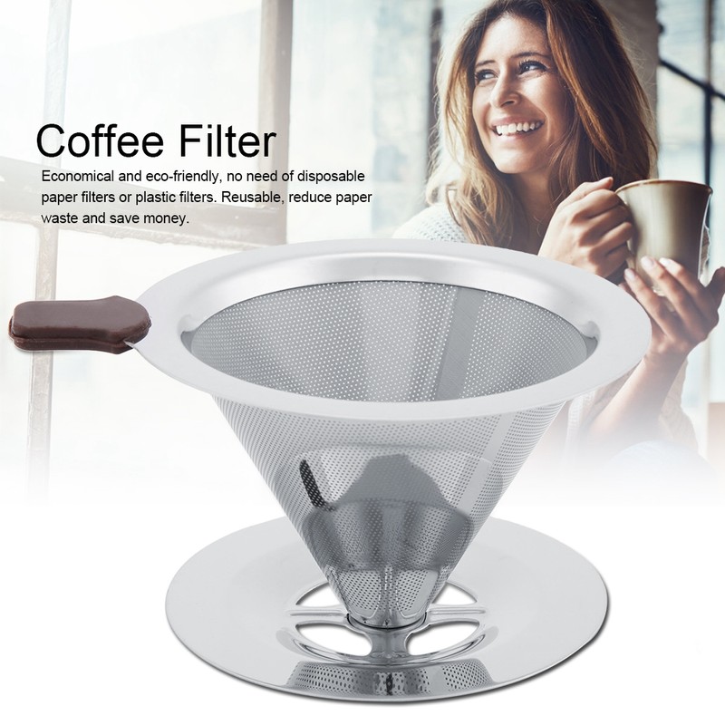 Stainless Steel Coffee Filter Reusable Double Layer Brew Dripper with