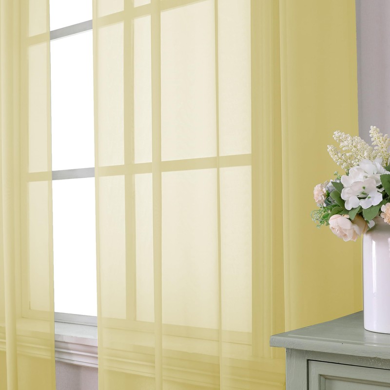 Aiyufeng Yellow Sheer Curtains 2 Panel Sets 84 Inches Long
