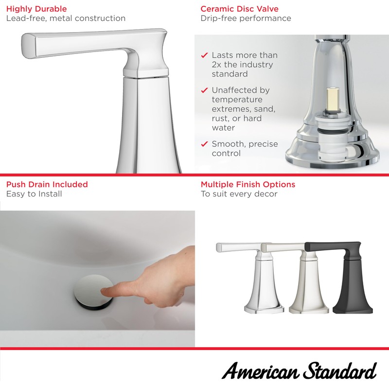 American Standard 7426201.002, Belmeade Two-Handle 4-Inch Centerset Bathroom Faucet, Chrome