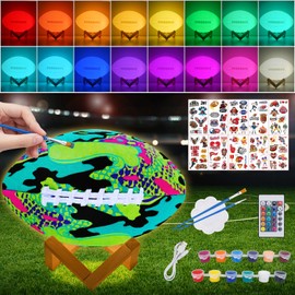Minleway Paint Your Own Football Lamp Kit,9.6 Inch 16 Colors Night Light Toys for Girls Boys,Arts & Crafts Kit Art Supplies,Arts and Crafts Birthday Gifts for Kids Ages 3 4 5 6 7 8 9 10 11 12+