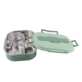 Contenedores de Preparaci¨®n de Comidas Fiambrera de 4 Rejillas Vajilla Cajas para Estudiantes y Adultos Contenedor de Almacenamiento de Alimentos con Taz¨®n de