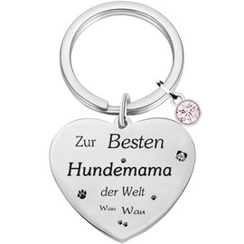 Mum Gift "Beste Mama der Welt" Keyring "Zur Besten Hundemama der Welt" [German Language] Jewellery Mother's Day Gift Birthday, silver