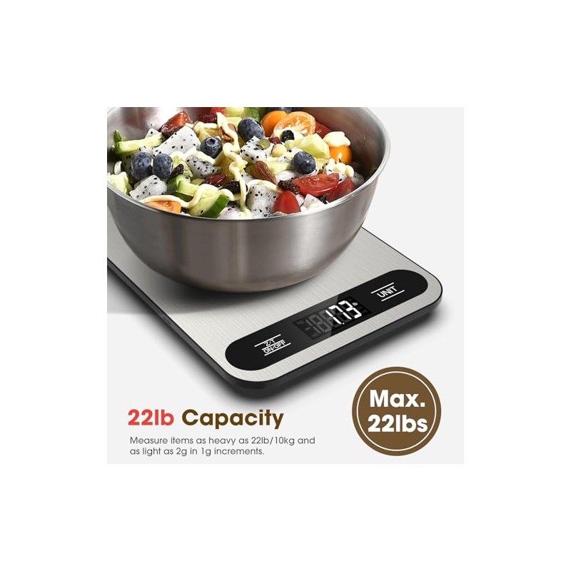 Mik-Nana Food Scale, 22lb Digital Kitchen Scale with 6 Units