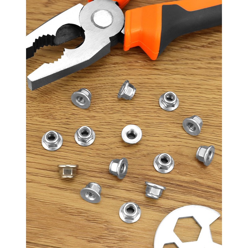 QWORK® 25pcs M5 Flange Nuts Stainless Steel 304 Locking Nuts