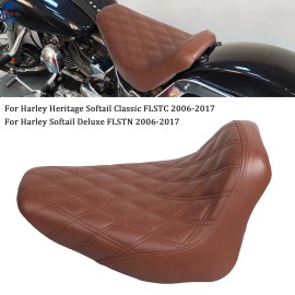 Unbranded Brown Lattice Driver Solo Seat For Harley Heritage Softail FLSTC Deluxe 2006-17