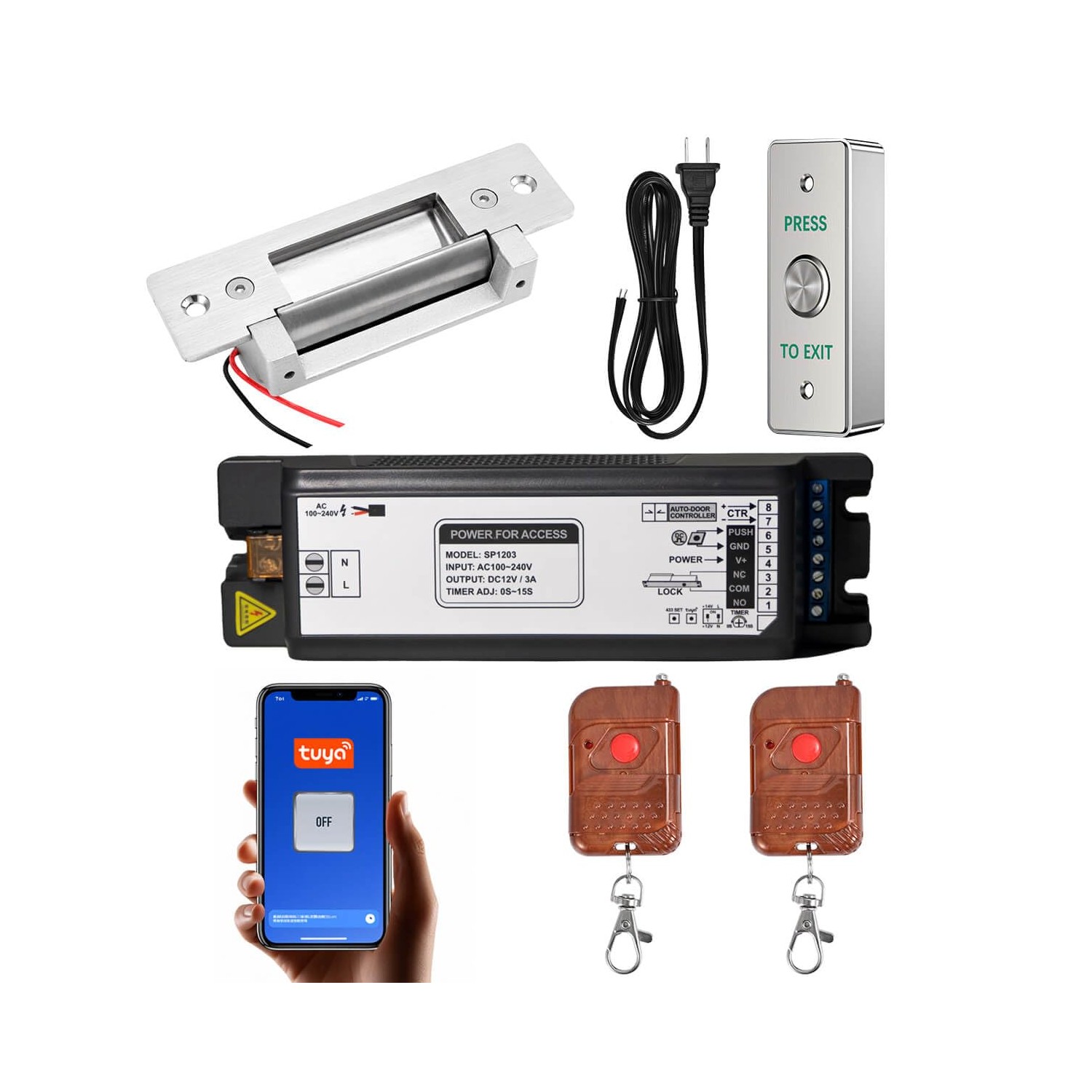 Smart Door Access Control System Electric Strike Lock Kit with Tuya App ...