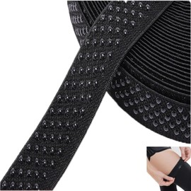 ArrErr 2 Yard Non-Slip Sewing Stretch Elastic Band with Silicone Gripper Dot 1'' Wide Ribbon Rubber Grip Bands Elastics for Sewn Garment Wig Waistband Craft DIY Project Sportswear Headband