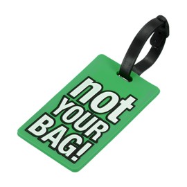 MECCANIXITY Luggage Tag, PVC Identifier Card Holder Label, Not Your Bag Pattern Travel Bag Tag with Adjustable Strap for Baggage Suitcase, Green