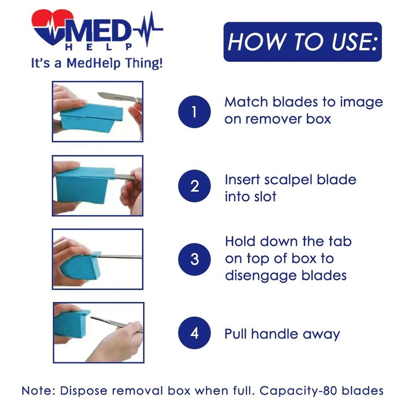 MedHelp Scalpel Blade Remover, Handheld Disposable Sharps Container, Blade Disposal