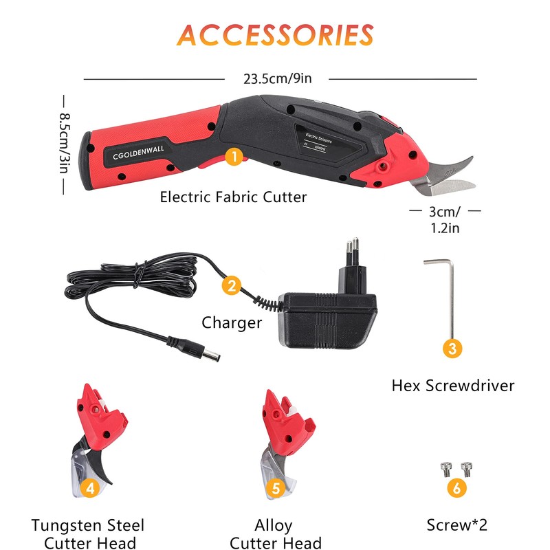 CGOLDENWALL Cordless Electric Fabric Scissors Lightweight & Portable 4V Universal