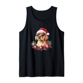 Labrador Retriever With Santa Hat And Sunglasses Tank Top