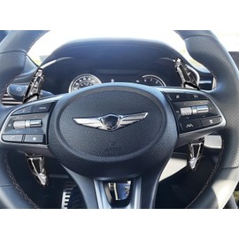 iJDMTOY Forged Caron Fiber Pattern/Style Larger Paddle Shifter Extensions Compatible with Hyundai 2018-2022 Genesis G70, 2020-2023 Sonata, 2021-2023 Elantra, 2022-23 Tucson