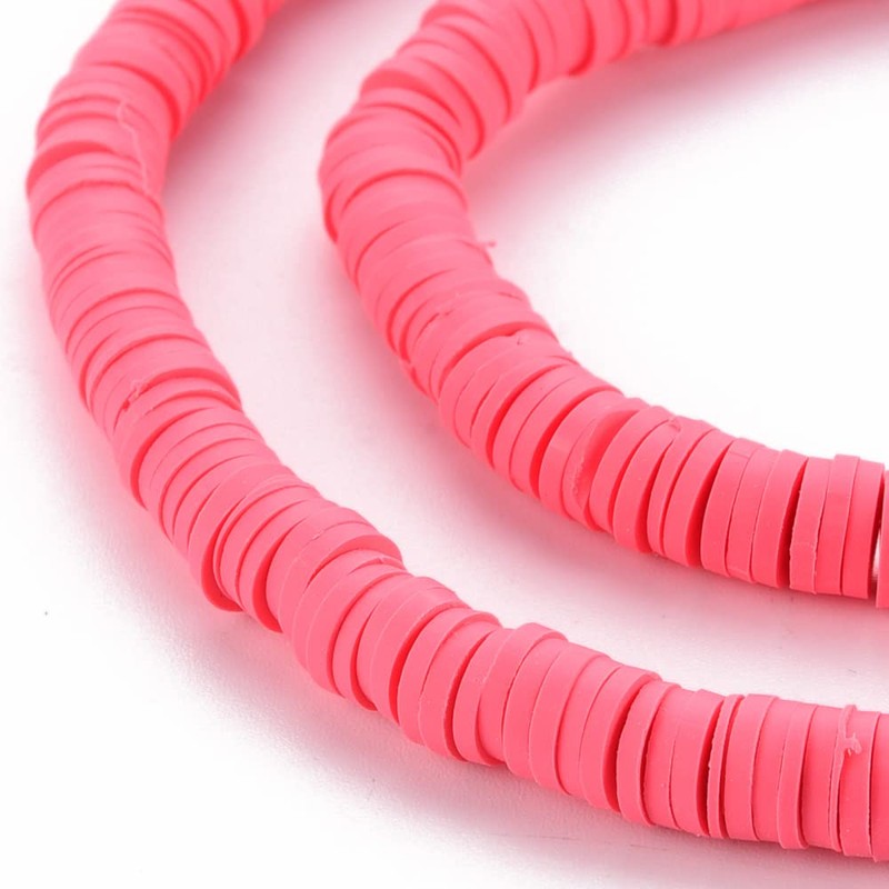 Handmade Polymer Clay Heishi Beads 6mm x 1mm – Cerise