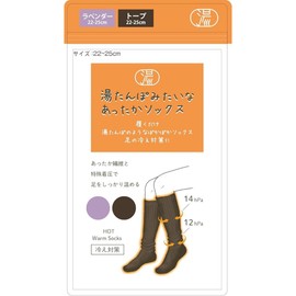 Global Japan Co., Ltd. Winter Socks, Hot Water Bottle, Warm, Compression, Room Socks, Leg Warmers, Set of 2, 8.7 - 9.8 inches (22 - 25 cm) (Taupe & Lavender)