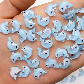 50Pcs Dolphin Nails Charms 3D Marine Life Design Resin Nail Gems Jewelry Cute Blue Dolphin Nail Art Charms Spring Summer Ocean Theme Nail Art Supplies s for Women Girls Acrylic Nail Decorations