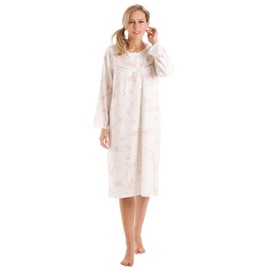Ladies Long Sleeve Nightdress Large Sizes UK 10 to 36 Cotton Blend (18/20, Pink)