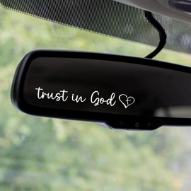 Trust in God Car Rearview Mirror Sticker Decals Rearview Mirror Accessories Christian Car Decals Decor Rear View Mirror Sticker Waterproof Vinyl Truck Cute Car Accessories for Men Women