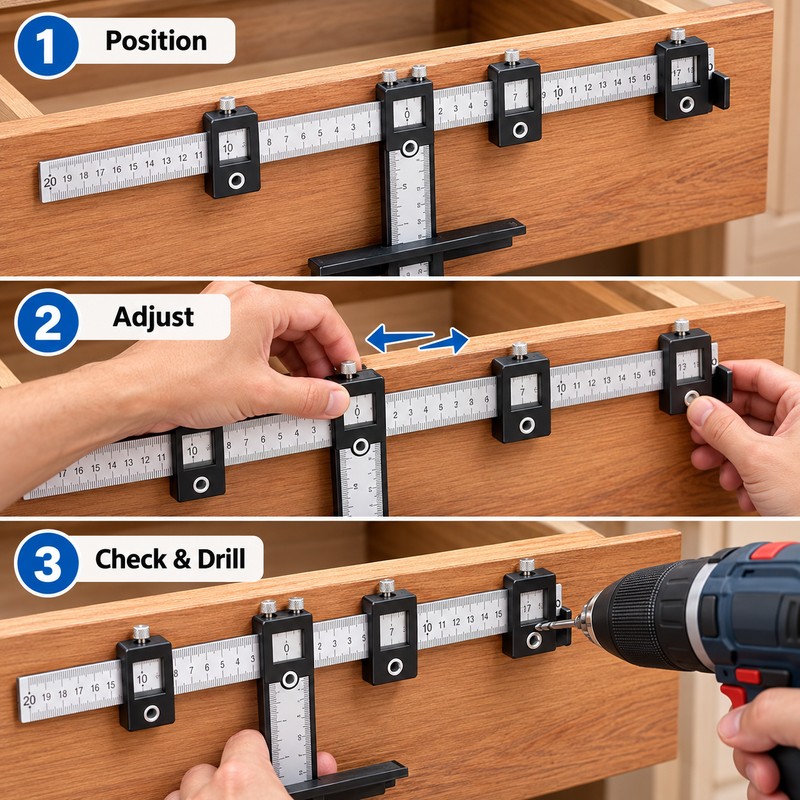Adjustable Cabinet Hardware Jig for Handle and Knob Installation –