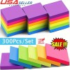 300pcs Vibrant 6-Color Sticky Notes Memo - Student/School
