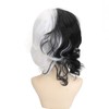 Black White Wig with Bangs Adjustable Breathable Net Synthetic Short