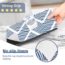 Lativo Shelf Liners for Kitchen Cabinets Non-Adhesive, 17.3in x 23.62FT Drawer Liner Non Slip Shelf Paper, Waterproof Easy to Clean Surface, Thicken Strong Grip for Pantry Cupboard Mat, Blue Stripe