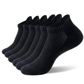 Josnown Running Trainer Socks for Men Women, 6 Pairs Cushioned Breathable Cotton Low Cut Sports Ankle Socks, Moisture Wicking, Anti-Blistering, UK Sizes 9-11