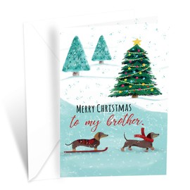 Prime Greetings Brother Christmas Card, Made in America, Eco-Friendly, Thick Card Stock with Premium Envelope 5in x 7.75in, Packaged in Protective Mailer