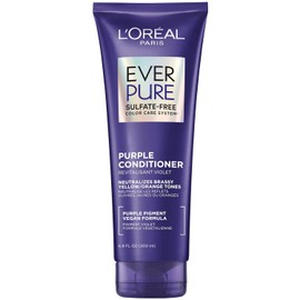 L’Oréal Paris Acondicionador con tecnología morada Ever Pure Purple, neutraliza y matiza los tonos amarillentos y naranjas del pelo, para todo tipo de pelo teñido sin Sulfatos, 200ml