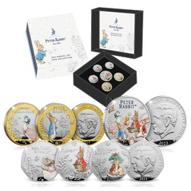 Beatrix Potter World of Peter Rabbit Annual Colour 6 Coin Set 2023 BU 50p 2 Pound 5 Pound