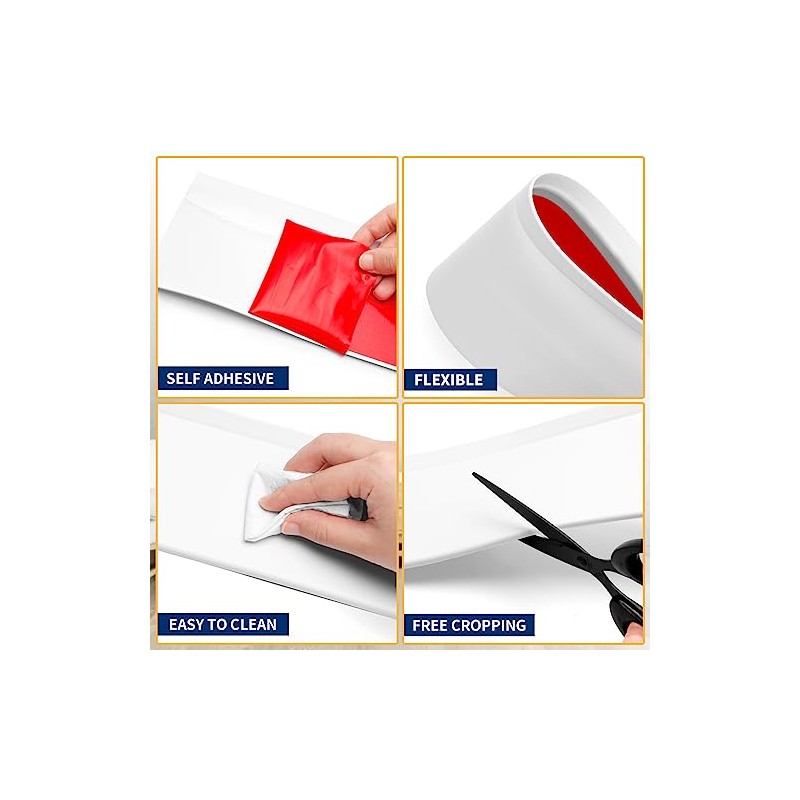 Flexible Baseboard Molding Trim 4 Inch Self-Adhesive Vinyl Wall Base