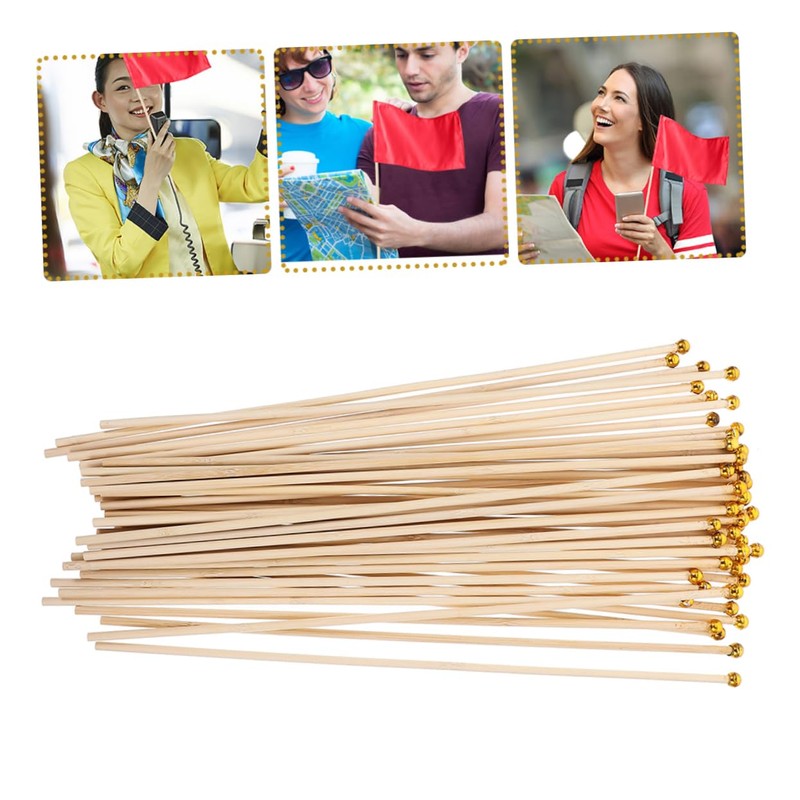 SUPVOX 100pcs Bamboo Flag Poles for Festivals Handheld Decorative Flag
