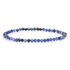 LAKADA Genuine Gemstone Bracelet with Faceted 4 mm Beads Healing Stone Protective Stone Bracelet Lucky Charm Talisman Gift, Gemstone, Faceted gemstone