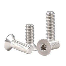 10 PCS 3/8-16 x 7/8 Flat Head Socket Cap Screws Countersunk Bolts, Allen Socket Drive, Stainless Steel 18-8 (304), Bright Finish,