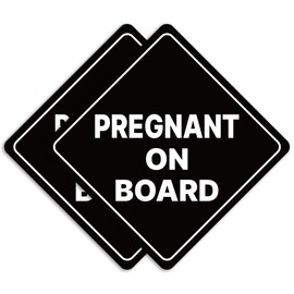 GEEKBEAR Pregnant on Board Car Sign - Sticker or Magnet & Color Options, Weather-Resistant - Diamond Shape 6.8 x 6.8 in (Black, Reflective Magnet)