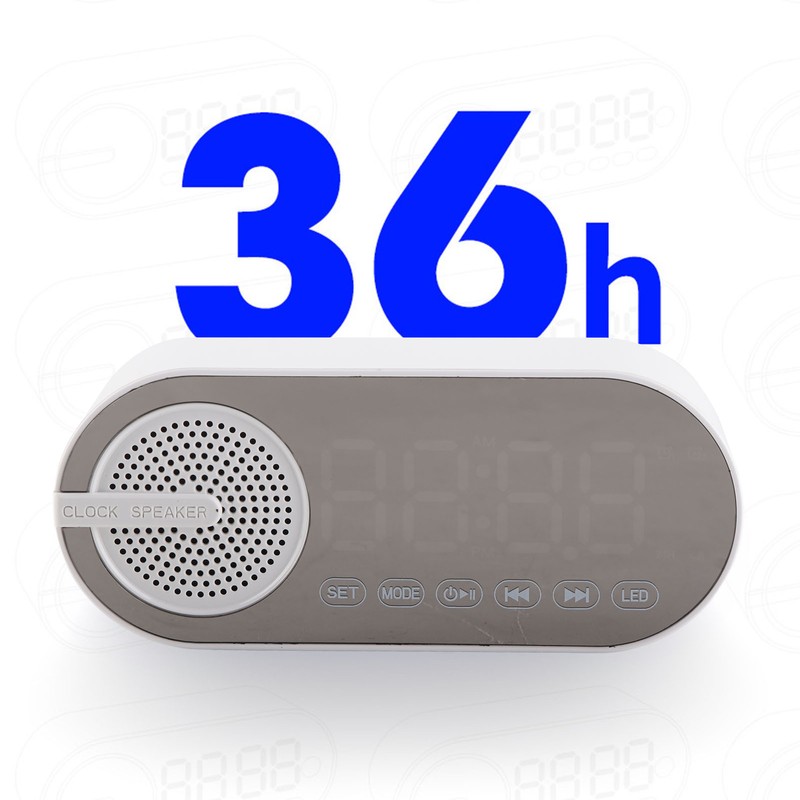 Bluetooth Speaker Dual Alarm Clock Bluetooth5.0 Mirror Clock Speaker Rechargeable