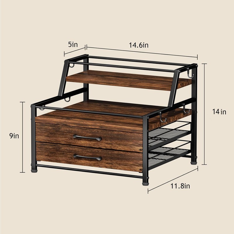 Homsorout Coffee Syrup Rack Organizer - 4-Tier 8 Syrup Wine