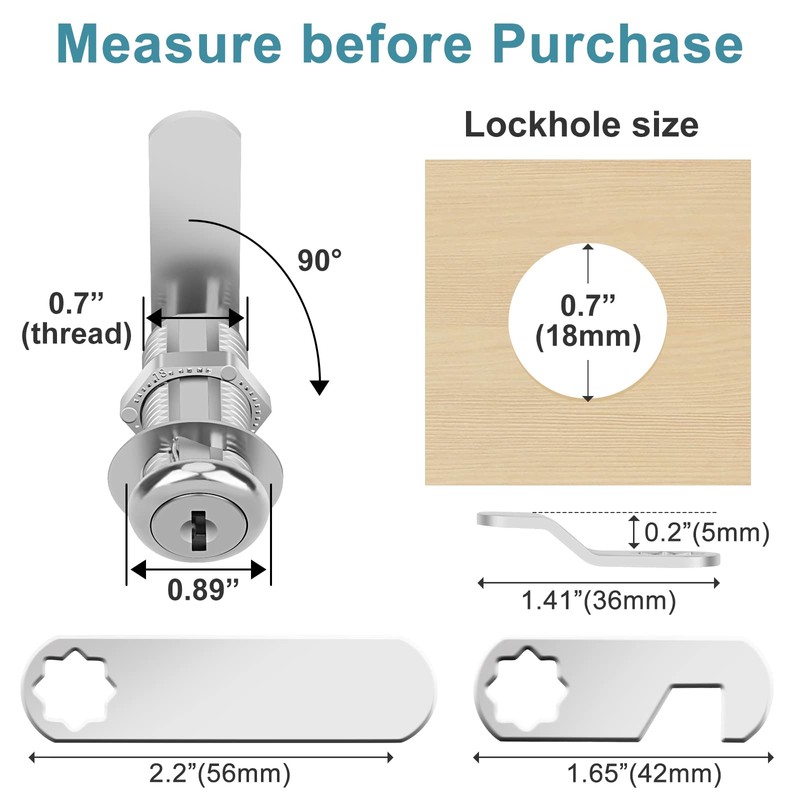 Pertinel Cam Locks Cabinet Locks Keyed Alike, 1-3/8'' (Length) Cylinder