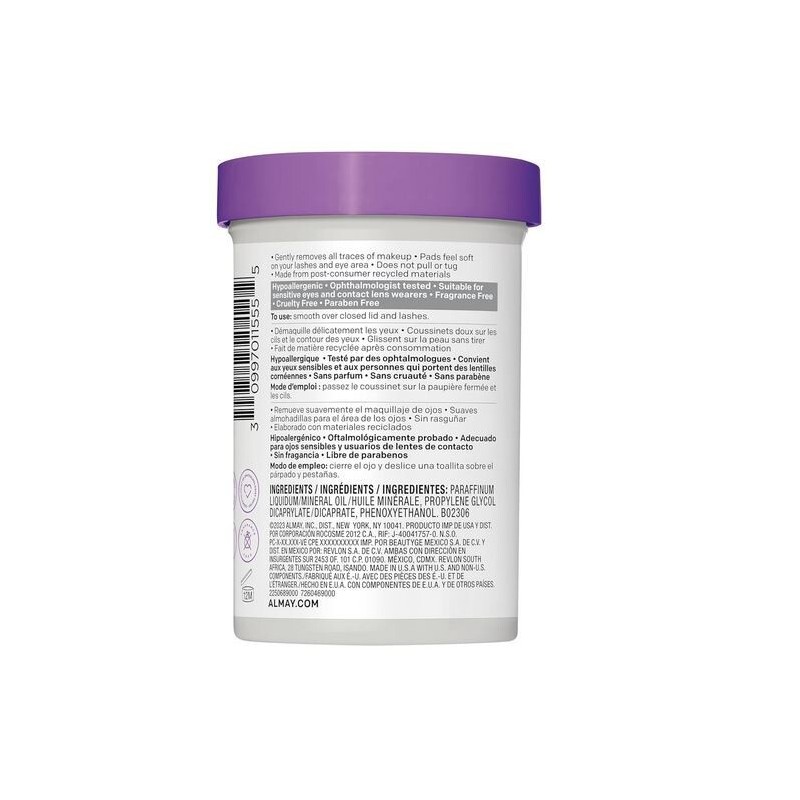 Almay Biodegradable Makeup Remover Pads, Longwear & Waterproof, Hypoallergenic
